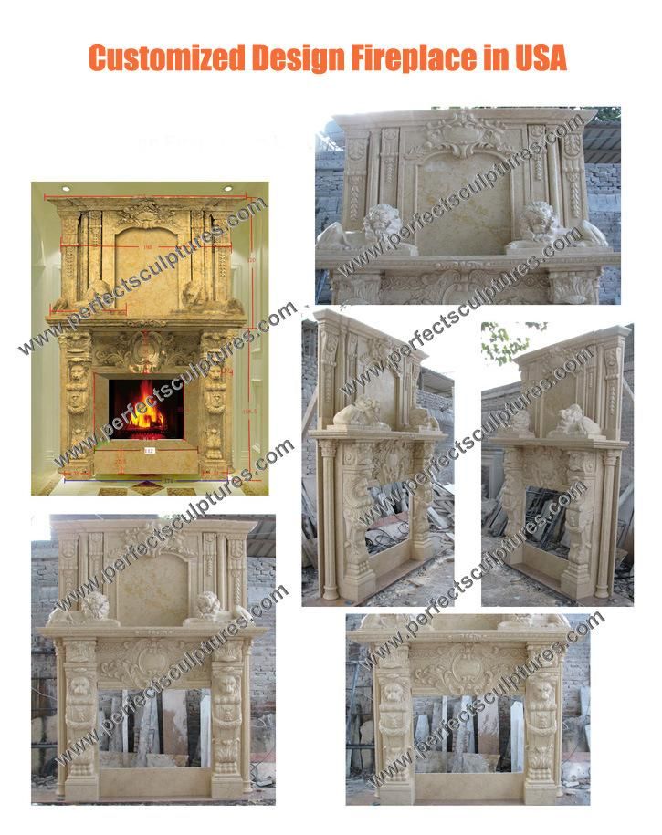 China Beige Marble Fireplace with Factory Direct Sale Price (QY-LF087)