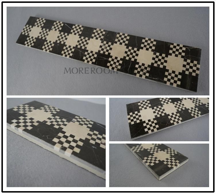Decoration Backed Beige Marble with Black Marble Panel