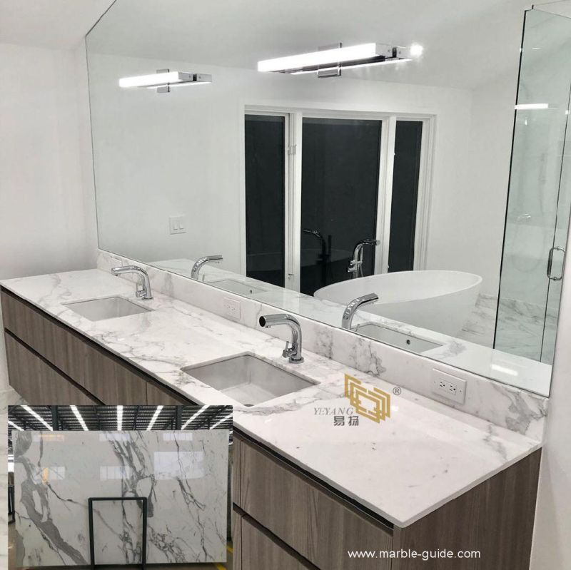 Polished Natural Calacatta White Marble Slab for Floor/Wall/Kitchen Top/Bathroom Vanity Top