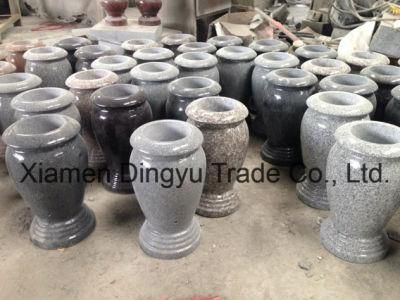 Grey Granite Stone Cemetery Flower Vase