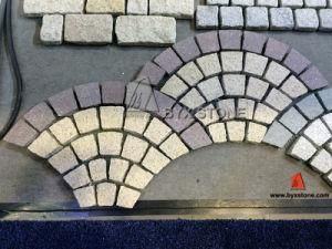 G682 Yellow Granite &amp; Purple Porphyry Flamed + Natural Split Cobblestone