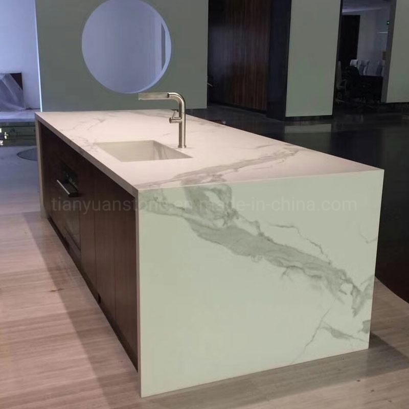 20mm 30mm Black Calacatta Artificial Quartz Stone Slab for Kitchen Countertop Wall Tile