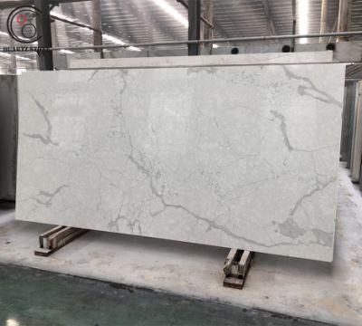 320*160*3cm Slab Size New Design Calacatta Quartz Marble Stone with Ce Certification