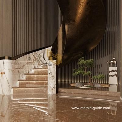 Kozo Yellow/Brown Marble Tiles/Slab for Flooring/Wall/Hotel Decor/Staircase/Countertop