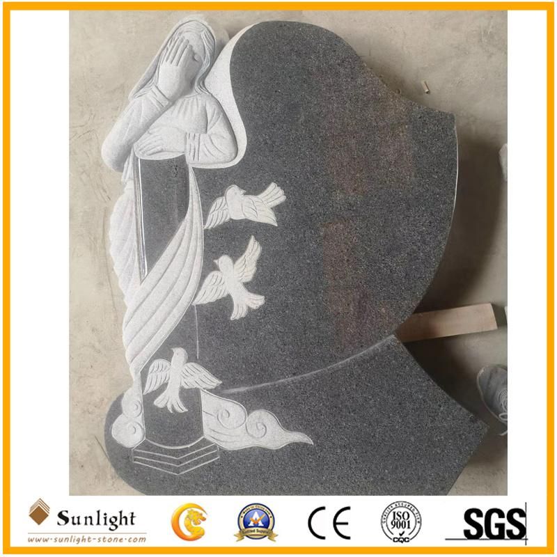 Factory Price G654 Granite European Style/Romanian Tombstone/Gravestone Monuments with Different Designs