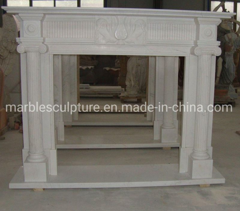 Factory Wholesale White Marble Fireplace in Stock (SYMF-282)