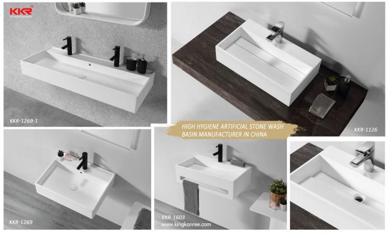 Cut to Size 72 Inch Stone Sink Resin Solid Surface Bathroom Countertop Sinks