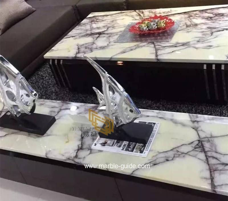 Natural Polished Milas Lilac White Turkish Marble with Veins for Bathroom/Vanity Top/Floor