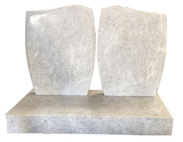 Simple Design China White Natural Granite Double Tombstone