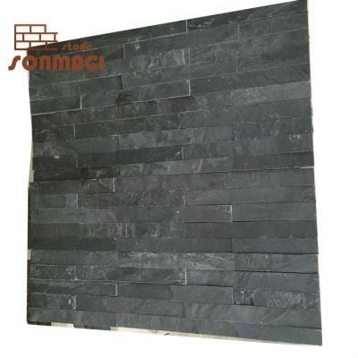 Black Slate Exterior Decorative Stacked Stone Wall Cladding