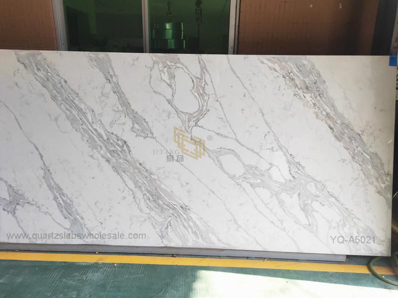 China Quartz Factory White Calacatta Quartz Countertops for Kitchen/Hotel/Home/Residential/Commercial/Bathroom