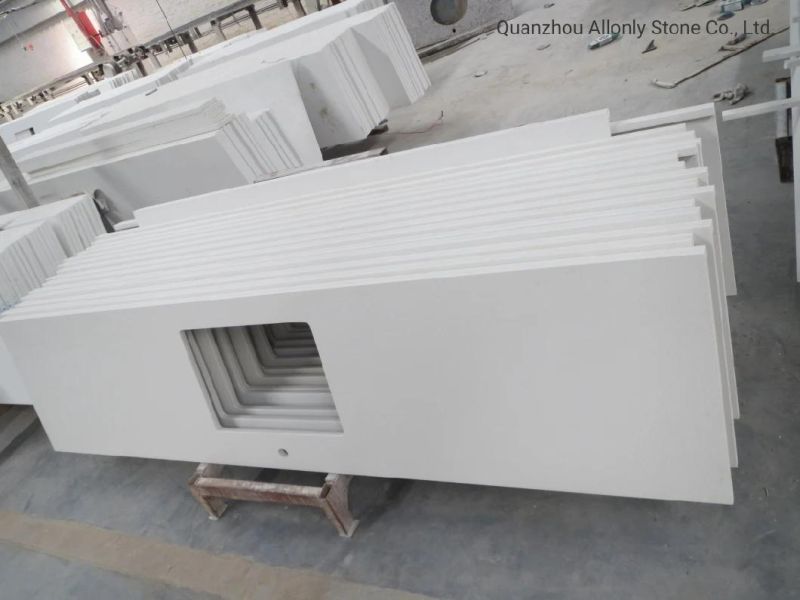 Pure White Quartz Solid Surface Countertop for Kitchen and Bathroom