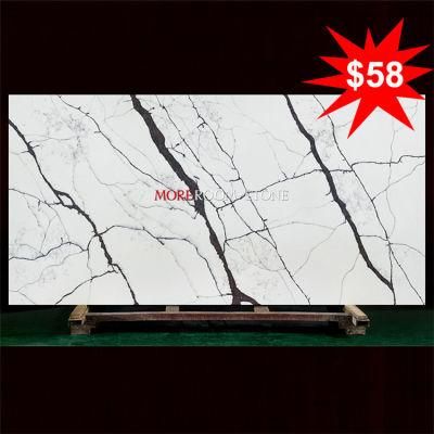 Man Made White Marble Texture Quartz Kitchen Worktops