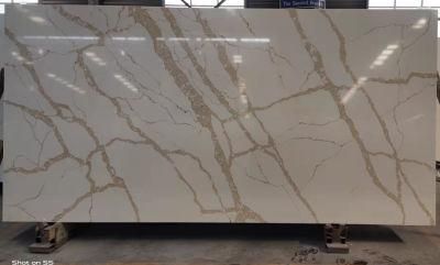 Factory Price F002 Calacatta Quartz Stone with Gold Veins