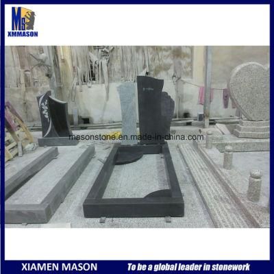 Big Natural Grey and Black Granite Kerb Tombstone