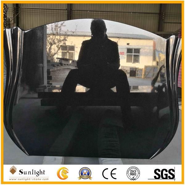 Natural Stone India/Shanxi Black Granite Tombstone Model 20 for Cremetery Garden