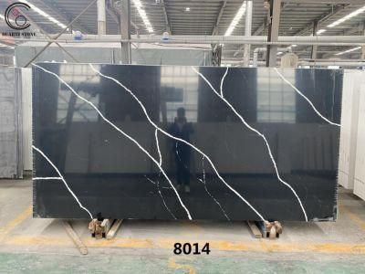 High Quality Black Calacatta Quartz Stone Slab with Nice Veins