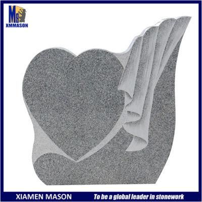 Fujian Manufacturer Customized Beautiful Heart Shape Headstone with Wing Carving