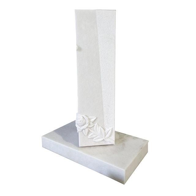 Factory Price Pillar Shape Hunan White Marble Headstone for Grave