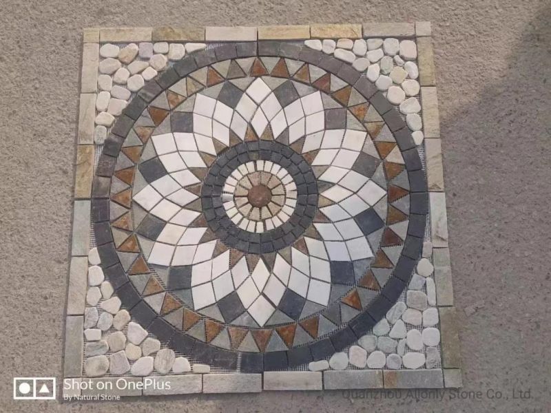 Nature Slate Mosaic Tile Slate Pattern Slate Waterjet Customized Design Medallion