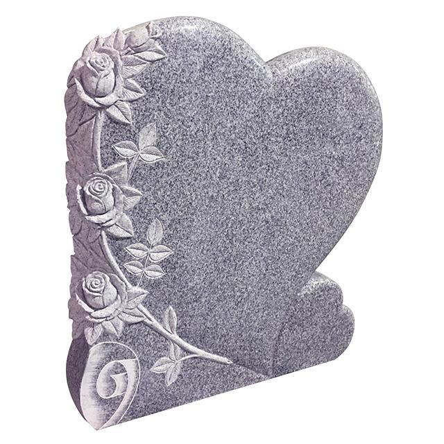 Good Price Portugal Style Heart Shape Granite Gravestone with Rose Carving