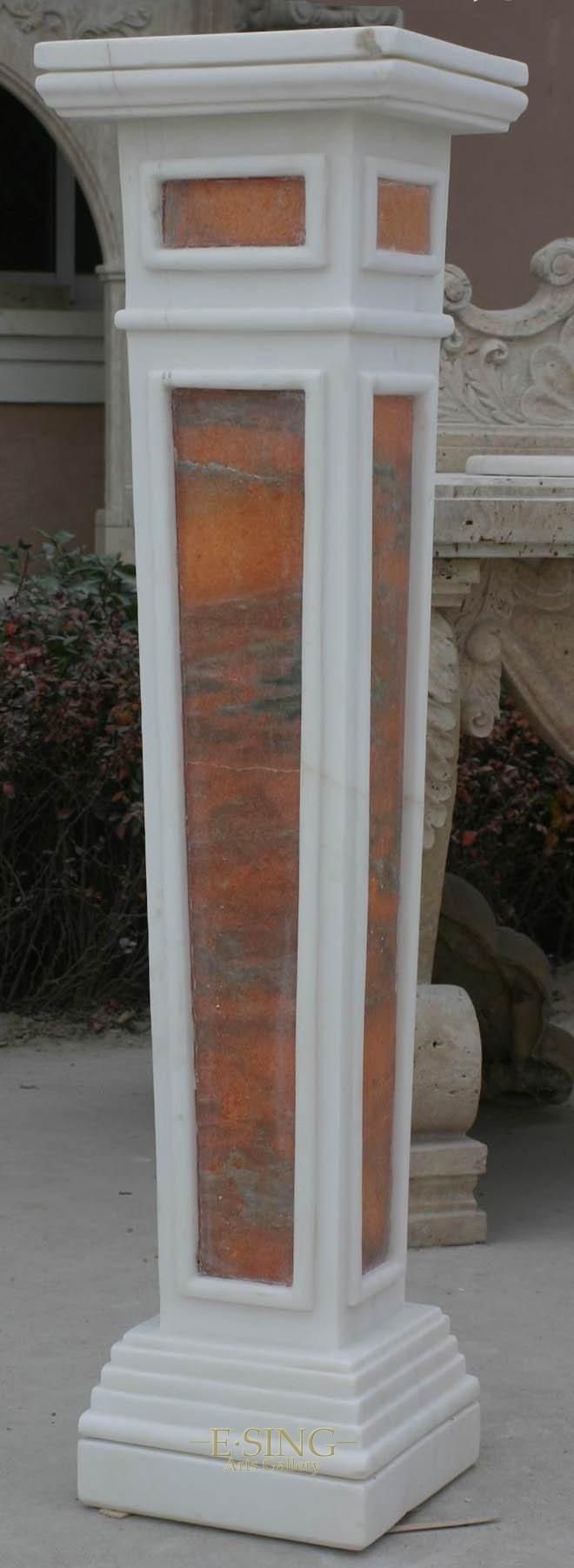 Stone Decorative Round White Marble Column Bases for Sculptures