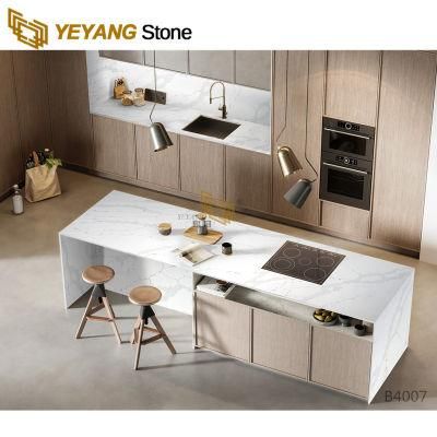 Quartz Engineered Stone with Fine Line Grey Veins for Kitchen Countertops/Island/Table/Worktop