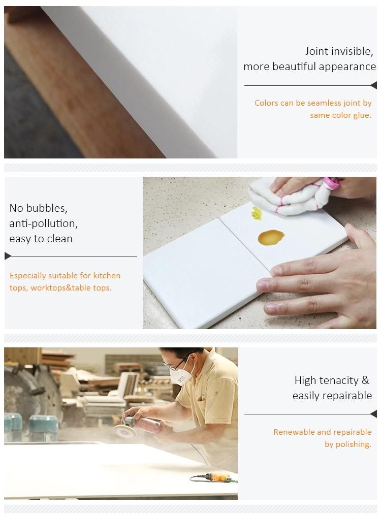 Kkr Pure White Artificial Stone Acrylic Stone Solid Surface Corian Sheet