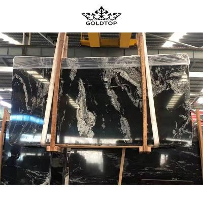 Natural Stone Polished/ Honed Surface Bathroom/Kitchen /Living Room Countertop Black and Gold Vein Titanuum Satin Granite for Home