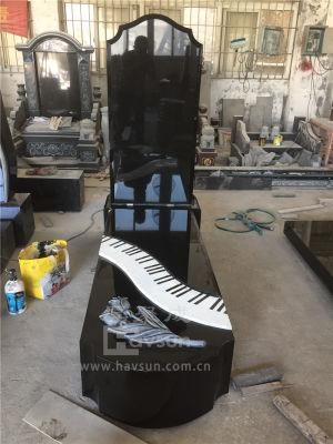 Black Granite Piano Design Gravestone Tombstone