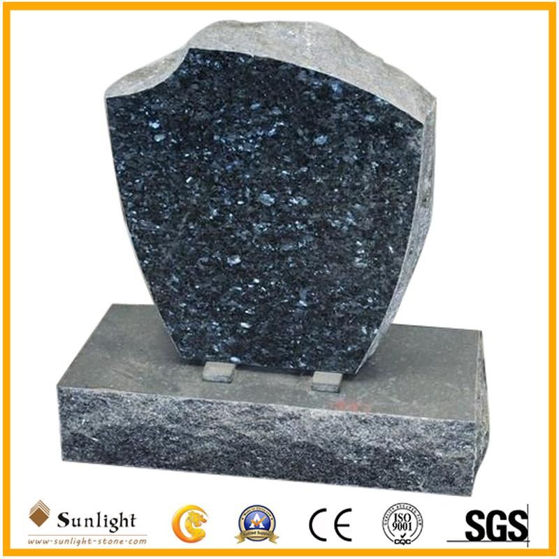 Blue Pearl Granite Tombstone Monument with Upright Headstone