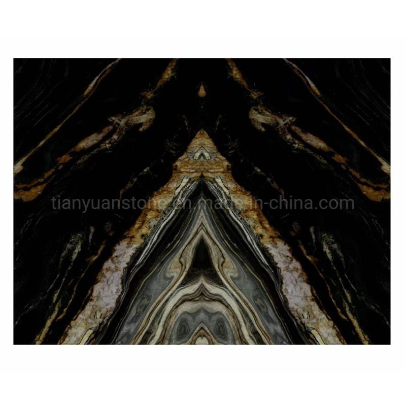 Polished Natural China Black Yellow Gold Stone Slabs Cut to Size Tiles Marble Slab for Interior Wall Cladding, Kitchen&Bathroom Tops