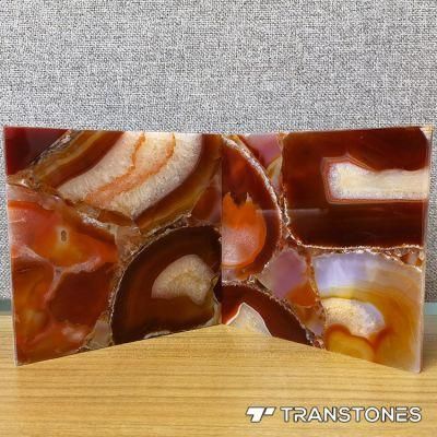 Tiles and Marbles Stone Natural Red Crystal Agate Semi-Precious Stones Slabs for Onyx Bar
