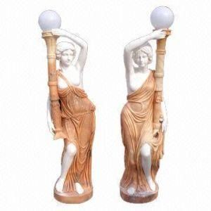 Pair Marble Sculptures with Lights