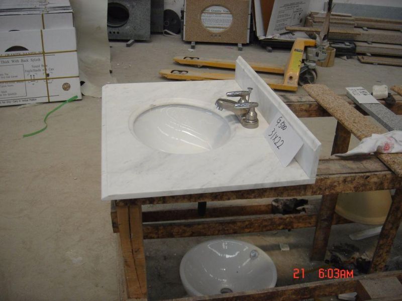 Customized Good Quality White Marble Bathroom Vanity Tops