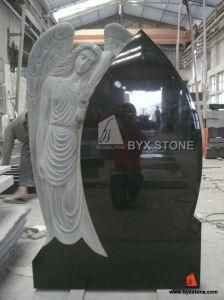 American Style Black Granite Leaning Angel Headstone for Cemetery