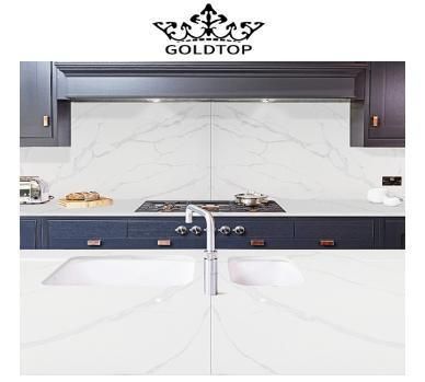 Expert Mvjay Polished/Honed/Leather Finish Calacatta Stone Slabs/Tiles Artificial Quartz for Kitchen Table Top Countertop