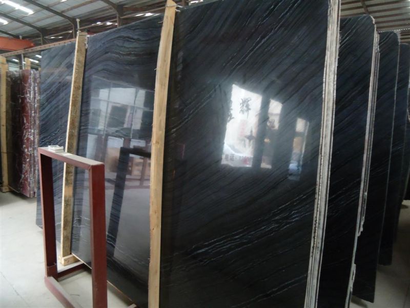 Chinese Wooden Black Marble Tiles and Slabs