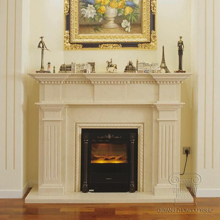 Contemporary Marble Fireplace Mantel for Home Decoration