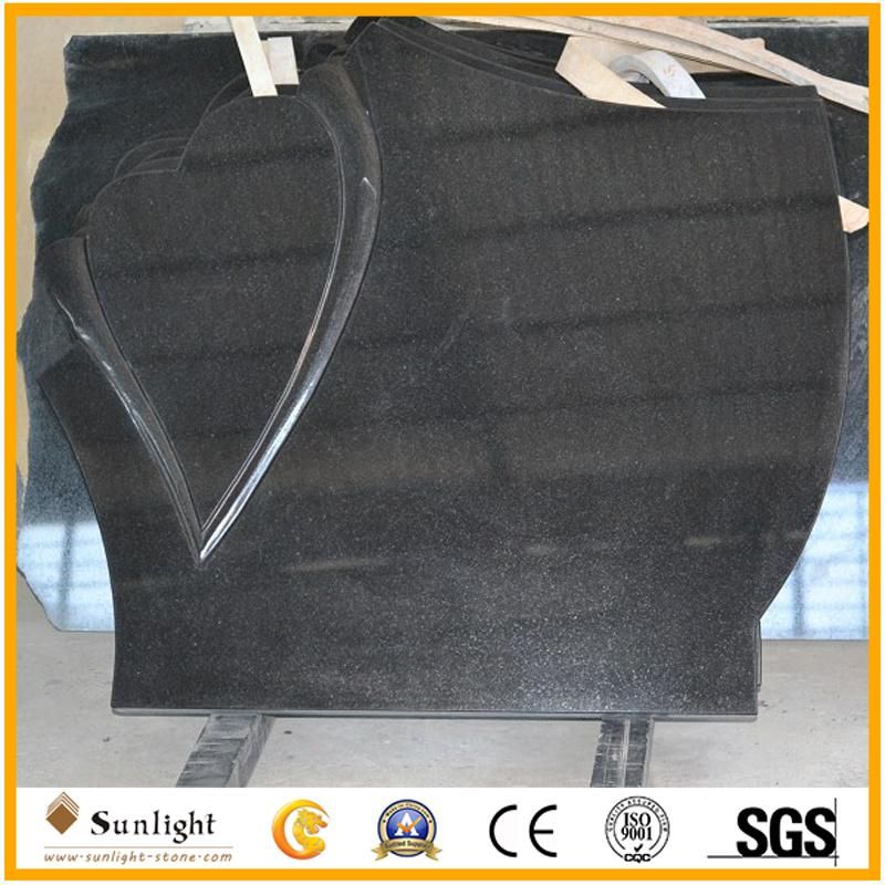 Tombstone Supplier Shaxni Black Granite Flowers for Tombstone