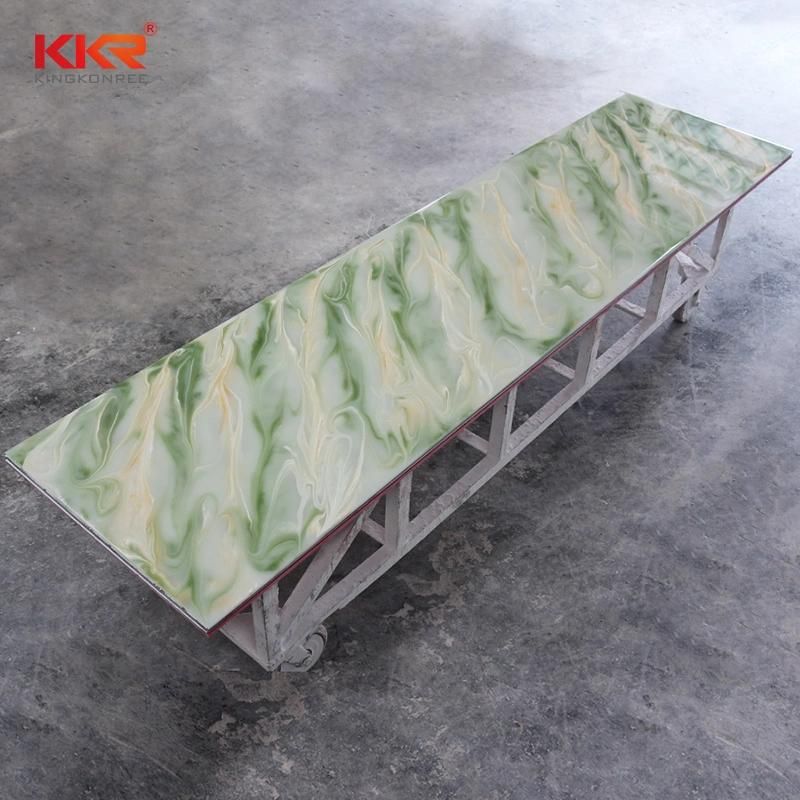 Translucent Acrylic Stone Decorated Polished White Onyx Solid Surface Sheet for Wall Covering