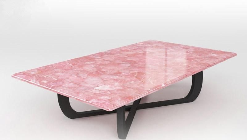 Pink Crystal Rose Quartz Coffee Table Gemstone Marble Stone China Price