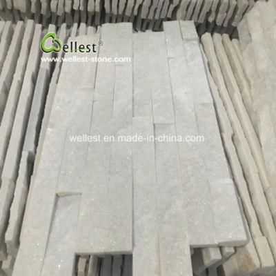 Pure White Quartzite Ledgestone Tile, Wall Stone Panel, Stone Veneer