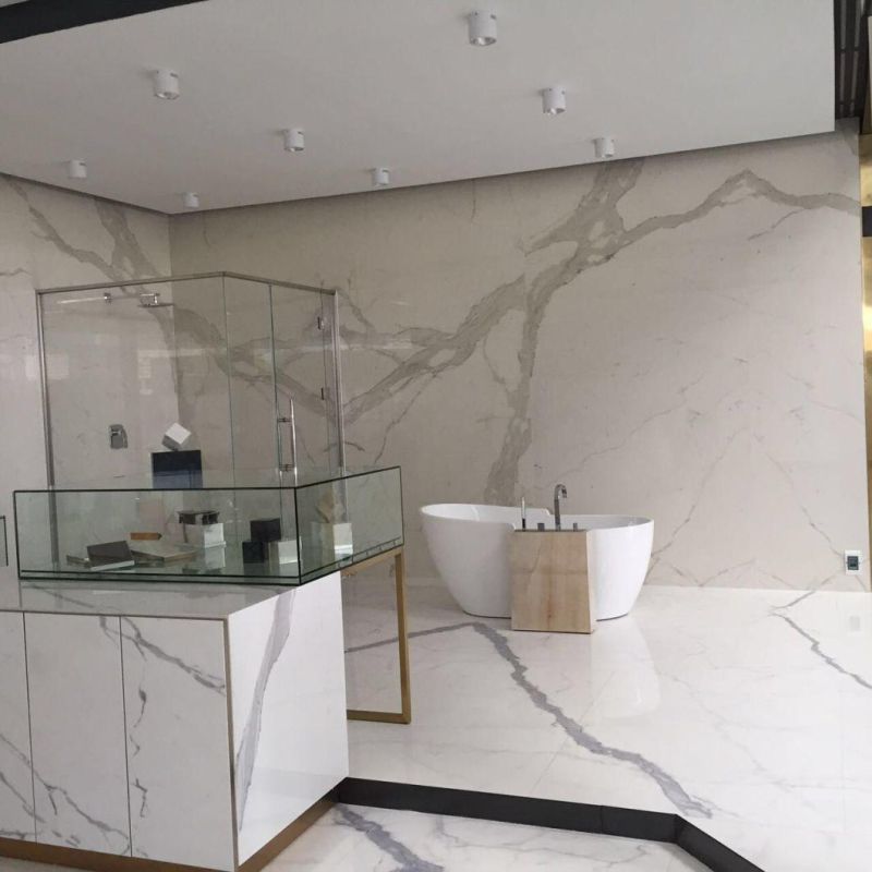 Popular Natural White Marble/Calacatta White Slab and Tile for Hotel Wall Floor Decorate