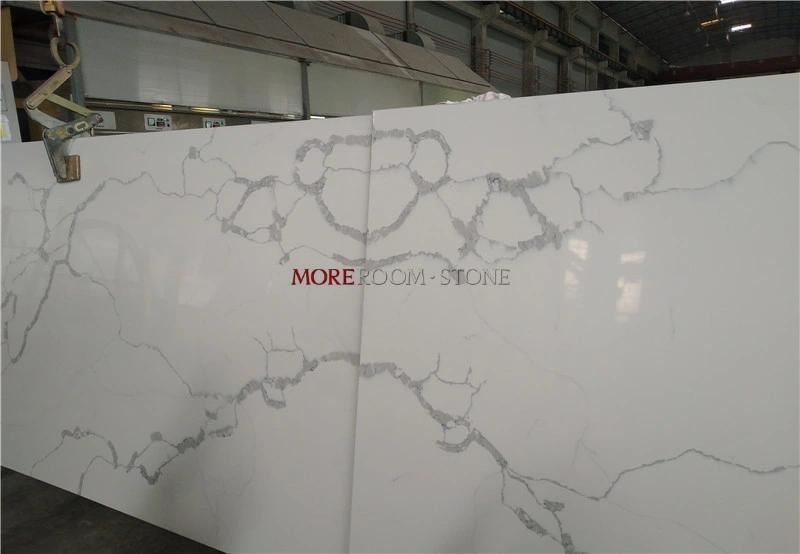 Hot Sale Artificial Stone White Marble Stone Bookmatch Calacatta Quartz Stone