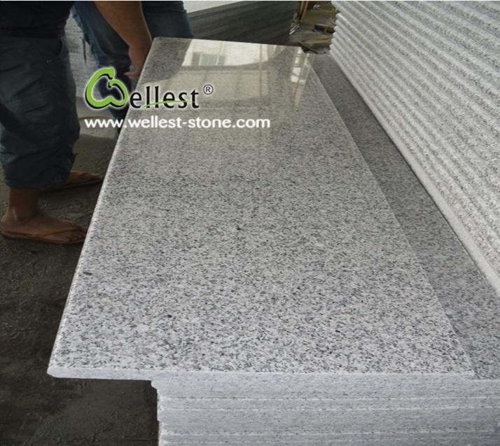 G603 Lunar Pearl Grey Granite Steps and Risers with Bullnose Edge