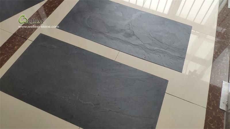 Mongolian Black Flexible and Ultra Thin Stone Veneer Wall Stone Panel for Fireplace Wall