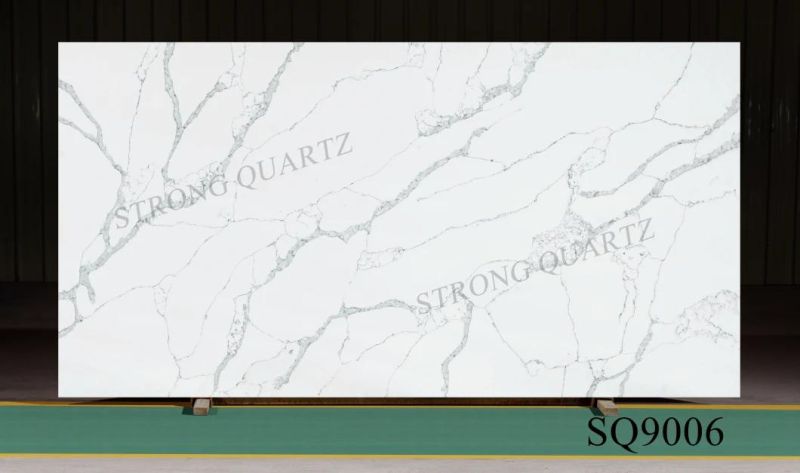 Artificial Slab Calacatta Gold White Quartz Stone Slab for Kitchen Countertop 2cm 3cm