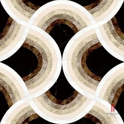 Background Wall Waterjet Composite Marble Medallion Design