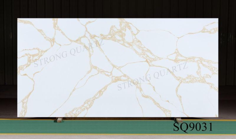 Guang Dong China Carrara/Calacatta White Artificial /Engineered Quartz Stone Slab